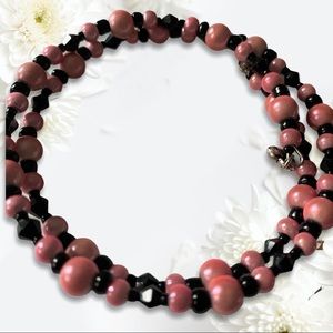 Pink and black heart bracelet